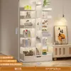 Estante pequena simples, estante de armazenamento de chão, prateleira de armazenamento de parede, estante de exibição para sala de estar/escritório, armário de armazenamento estreito ao lado da mesa