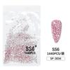 1440 Pedrería Fondo Plano para Arte de Uñas No se Cae Fondo Diamante Austriaco Fondo Plateado Rosa Claro Redondo Vidrio Diamante Flash Adorno para Uñas