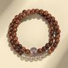 Pulsera de cuentas de doble anillo de ágata gris púrpura de sándalo de seda dorada para mujer, pulsera de cristal de fresa rojo sur flotante hielo, joyería al por mayor