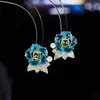 Brincos de Camélia Retro de Luxo Leve para Mulheres, Zircônia Microincrustada Estilo Francês, Joias Brincos de Alto Padrão, Elegantes, Doces e Etéreas
