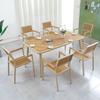 Mesa y Sillas de Plástico Madera para Exteriores Combinación Set de Sillas para Exterior Jardín Ocio Aire Libre Cafetería Comedor Patio Mesa y Sillas
