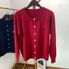Cárdigan de punto bordado de gatito dulce y versátil para mujer, fino y holgado para primavera y otoño, cuello redondo, manga larga, suéter abrigo negro