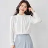 Camisa de satén para mujer manga larga elegante base con cuentas diseño 2026 Primavera Otoño sentido del diseño camisa de gasa camisa