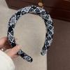Elegante diadema estilo Chanel para mujer, diadema vintage de esponja con parte superior alta, otoño e invierno, tejido a cuadros, pasador de presión, adorno para la cabeza, accesorios para el cabello