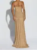 Moda Transfronteriza Europea y Americana para Mujer Vestido Tubo de Malla Plisada de Manga Larga Hombros Descubiertos Bodycon Cintura Alta Vestido Sirena Transparente