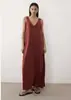 2026 Nuevo Vestido Largo de Color Sólido Europeo y Americano sin Mangas con Cuello en V Holgado Estilo Perezoso Vestido Largo para Mujer