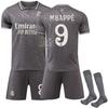 2425 Gris No. 9 Jersey Deportivo de Mbappé No. 5 Bellingham La Liga Real Madrid Segundo Uniforme de Fútbol de Visitante