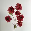 Flores artificiales rojas para bodas al por mayor decoración de salón de bodas flor artificial diseño de habitación de bodas flor de mesa de noche flor de techo de hotel