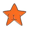 Broche Original y Divertido con Forma de Estrella Naranja de Cinco Puntas, Insignia de Metal Pintado, Accesorios de Pines para Abrigos y Ropa al por Mayor