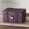 Caja de almacenamiento de madera gruesa retro vintage con cerradura, joyero de gran capacidad, organizador de escritorio para artículos varios, cofre del tesoro decorativo