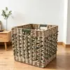 Cesta de Almacenamiento Hecha de Jacinto de Agua Tejido, Cesta de Almacenamiento Plegable Hecha a Mano, Más Vendida en Amazon, Almacenamiento Natural para Exteriores para Acampar