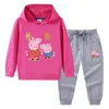 Primavera y Otoño 2023 nueva ropa infantil transfronteriza suéter con capucha para niños pantalones conjunto de dos piezas bebé algodón manga larga
