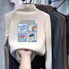 Camiseta de manga comprida com gola alta para meninos De Rong, novo estilo outono/inverno, top moderno para crianças e bebês, adequada para usar no outono