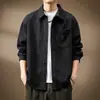 Chamarra tipo camisa de bambú de alta gama estilo japonés para hombre, corte holgado, nueva camisa de trabajo vintage de manga larga para primavera y otoño