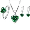 Amazon Aliexpress Pendientes de Zirconia Transfronterizos Anillo para Mujer Collar con Colgante en Forma de Corazón Conjunto de Tres Piezas Pendientes de Corazón