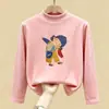Roupa de baixo infantil com forro de fleece para outono e inverno 2026, novo estilo, blusa infantil de gola alta curta, camiseta de manga comprida para usar em camadas no outono e inverno