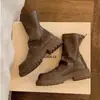 Botas plataforma estilo britânico em couro, couro macio, botins, novas botas de cano curto retrô femininas 2026, botas curtas versáteis