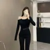 Camiseta de Manga Larga con Hombro Asimétrico Pure Desire para Mujer, Nuevo Diseño Spicy Girl de Ajuste Delgado para Principios de Otoño 2026, Camiseta Base Interior