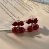 Brincos Transfronteiriços Europeus e Americanos Novo Produto Laço Borboleta Contas de Imitação Rosa Claro Cereja Dupla Redonda com Pingente de Pérola Brincos Presente de Aniversário para Mulheres