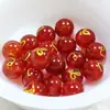 Doce Piedras de Ágata Roja Natural Redondas del Zodiaco, Ágata Roja Grabada con Sello Dorado Cuentas Sueltas del Zodiaco al por Mayor para Manualidades DIY