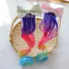 Peruca arco-íris gradual de quatro cores transfronteiriça grampo de cabelo com glitter gradiente corda de cabelo anel de cabelo Peruca infantil Grampo de cabelo com laço