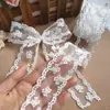 Ribete de encaje bordado beige de 4 cm de ancho material para lazo DIY para accesorio de cabello Accesorios Lolita cinta para empaque de ramo
