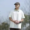 Polo de Verão Masculino Tamanho Grande com Blocos de Cor e Gola Enbu Camiseta Casual Masculina Solta e Confortável de Manga Curta Top Masculino