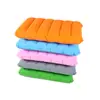 Set rectangular de máscara de ojos inflable de PVC flocado y tapones para los oídos, almohada inflable flocada suave, almohada inflable simple para siesta