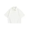 Camisa de Manga Curta Boxy Curta Larga com Textura Estilo Novo de Fábrica Masculina Feminina Cleanfit Jaqueta Camisa com Zíper Tendência