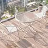 Mesa Pequena e Cadeiras para Varanda Conjunto de Chá Lazer Conjunto de Mesa e Cadeiras para Exterior Loja de Chá com Leite Mesa Externa de Vidro Temperado com Efeito Ondulado