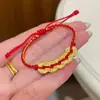 Pulseira de Contas de Transferência Moeda dos Cinco Imperadores Ouro Puro 999 Acessórios de Moeda de Ouro Ano do Zodíaco Tornozeleira de Corda Vermelha Presente Venda por Atacado