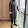 Abrigo de Lana de Lujo Ligero para Hombre Invierno 2025, Nueva Chaqueta de Lana de Doble Botonadura con Solapa de Longitud Media, Alta Calidad