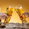 Copo de Cerveja Clássico com Alto Valor Estético, Vidro Espessado para Uso Doméstico, Copo de Cerveja Artesanal, Design Criativo Moderno, Taça de Vinho com Cintura Larga