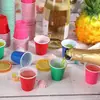 Copo de 2oz Duas Cores Boca Pequena Copo Colorido Descartável Plástico Colorido PP Copo para Festa de Aniversário Natal Formatura Temporada Jogo