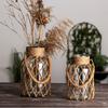 Vaso de Vidro Torcido com Corda de Cânhamo Vintage Tecido à Mão Estilo Americano Country Criativo Vaso Hidropônico Ornamentos de Mesa Vaso de Flores