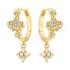 Suministro Exclusivo Transfronterizo de Pendientes de Cobre Blanco con Diseño de Planeta y Estrellas de Gran Venta, Pendientes Originales de Nicho de Alta Gama al por Mayor para Mujeres
