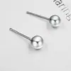 Pendientes lisos simples de plata de ley S990 pendientes de guisantes de plata de ley para parejas aguja de plata pequeño regalo