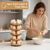 Estante de almacenamiento de huevos de madera maciza transfronterizo con base giratoria, soporte de almacenamiento de huevos para cocina, estante de exhibición de huevos de madera