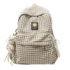 Mochila Xadrez Retro Estilo Japonês para Viagem Campus para Mulheres, Outono e Inverno, Meninas do Ensino Fundamental, Alunos do Ensino Médio, Mochila Leve