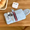 Portatarjetas de Capas Múltiples con Diseño de Puntos y Estrellas, Portatarjetas Portátil para Auriculares y Tarjeta de Identificación para Viajar, Mini Billetera Multifuncional para Monedas