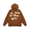KANYE mesmo estilo você deve nascer de novo moletom com letras de espuma moletom com forro de fleece