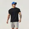 Camiseta Esportiva Casual Versátil para Fitness Manga Curta Masculina Respirável Absorvente de Suor Alta Elasticidade Anti-Amassado Gola Redonda Marca Tendência Roupas de Treino