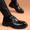 2025 Nova Moda de Verão para Aumentar a Altura Sapatos Casuais de Couro Macio com Cadarço Estilo Britânico Moderno Sapatos Casuais Masculinos de Sola Grossa
