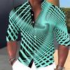 2023 Transfronterizo Hombres Mareado Multicolor 3D Impresión Digital Color de Contraste Cuello Redondo Camisa Larga Hombres Europeos y Americanos