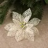 Flor de Natal Artificial de 13cm com Pó Adesivo Flor de Natal Recortada Guirlanda de Árvore de Natal Decoração de Rattan 6 Cores