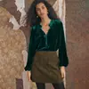 Nueva Camisa de Lujo de Terciopelo de Manga Larga de Amazon, Más Vendida para Otoño e Invierno, Estilo Retro Holgado, Adelgazante, Top Elegante