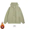 Sudadera Simple con Capucha y Forro de Polar de 360 g para Hombres y Mujeres, Manga Larga, Primavera y Otoño, Estilo Pareja Pesado, Suéter Holgado Streetwear