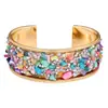 Pulseira de Metal Geométrica Exagerada Cravejada com Diamantes Multicamadas Brilhante Recortada Aberta Pulseira de Mão Elegante de Nicho de Alta Qualidade para Mulheres