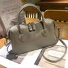Bolso de Mujer de Cuero Genuino Transfronterizo Nueva Llegada Capa Superior Cuero de Becerro Curtido Vegetal Bolso Boston Retro Portátil Combinable Bolso Bandolera Bolso de Hombro para Mujer