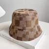 Sombrero de Pescador de Moda a Cuadros de Nuevo Contraste de Estilo Coreano para Mujer Casual Combinable Protección Solar Sombrero de Olla Sombrero de Cubo Parasol de Estilo Japonés